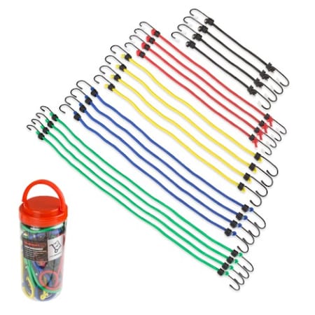 Fleming Supply 20 Piece Bungee Cord Assortment in Plastic Jar 256264OWG